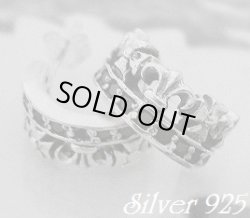 画像1: シルバーピアス ブラックジルコニア クラウン