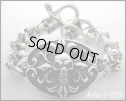 画像1: ヘビー級トラビススカルブレス　レッドジルコニア