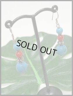 画像1: シルバーピアス　ターコイズ×コーラルD