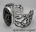 【alpha silver】サイドスコーピオン天然石スノーフレークオブシディアンバングル