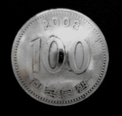 画像1: 韓国１００ウォンb　コインコンチョ　直径24mm