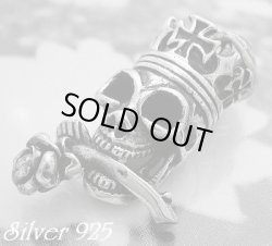 画像1: クラウン薔薇スカル　ジルコニア　トップ 