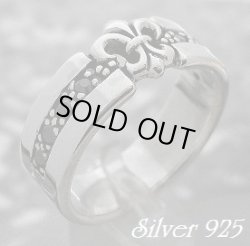 画像1: 百合紋ブラックジルコニアラインリング