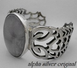 画像1: 【alpha silver】サイドスコーピオン天然石アメジストバングル