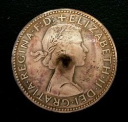 画像1: イギリス１/２ペニーa　コインコンチョ　直径25mm