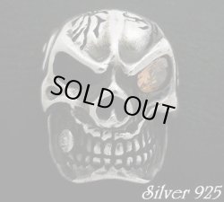 画像1: オレンジジルコニア入りギャングスカル　コンチョ　直径　25mm