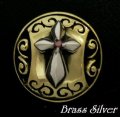 クロスガーディアンコンチョ　Brass×Silver925　直径　22mm