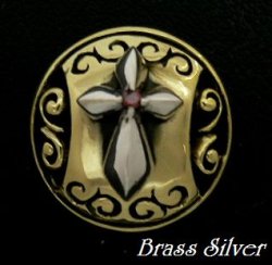 画像1: クロスガーディアンコンチョ　Brass×Silver925　直径　22mm