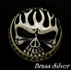 画像1: ファイヤースカルコンチョ　Brass×Silver925　直径　22mm