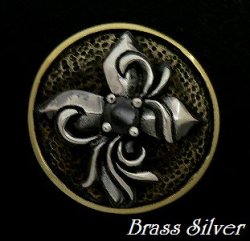 画像1: クロスエンブレムコンチョ　Brass×Silver925　直径　22mm