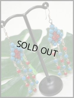 画像1: シルバーピアス　ターコイズ×コーラル　