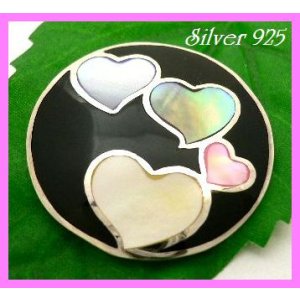 画像: シェルペンダント　ハートパステル＆オニキス