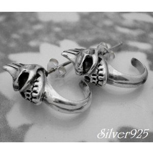 画像: シルバーピアス　モヒカンスカル