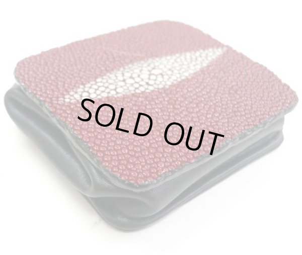 画像1: 牛革×エイ革コインケース　ワインレッド