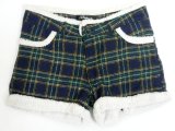 画像: 【アウトレット】girlstyleチェック柄ボア付きショートパンツ紺 サイズM/L