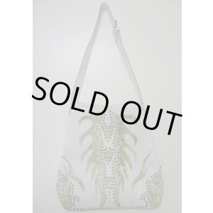 画像: 牛革蛇柄スタッズ肩掛けハンドバッグ