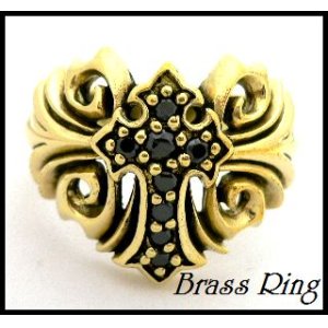 画像: Brassブラックジルコニアクロスリング
