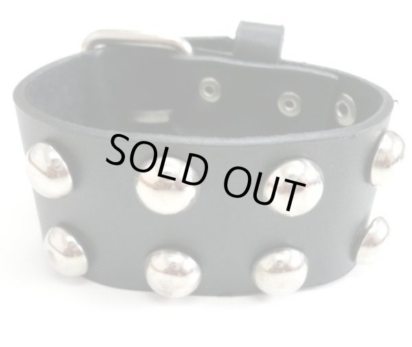 画像1: 牛革スタッズレザーブレス