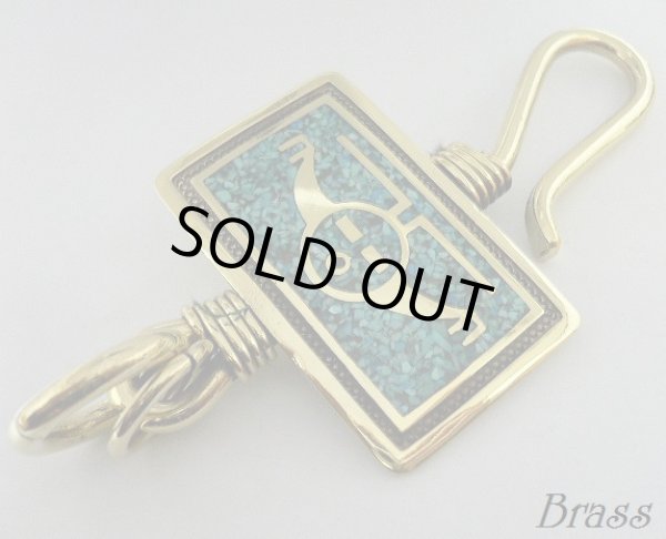 画像1: インレイターコイズ入りサンフェイス　ブラスキーフック