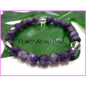 画像: 64面カットアメジスト8mm 天然石ブレス サイズS/M/L
