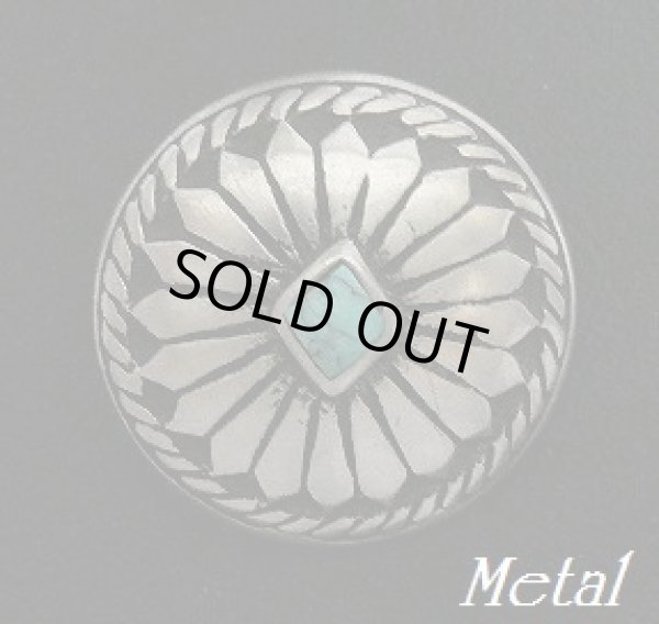 画像1: メタルコンチョ　ループ式　ハウライトターコイズ入り　直径　25mm