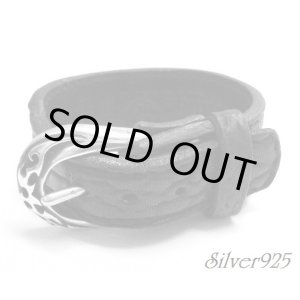 画像: silver925バックル本革レザーブレス