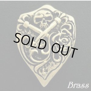 画像: シールドスカル　ブラスコンチョ　直径　32mm