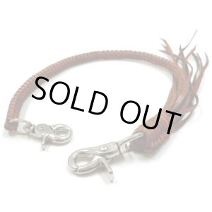 画像: 牛革9本スクエア編み込みウォレットチェーン　茶