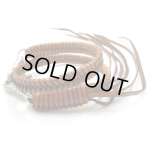 画像: 牛革7本平編み込みウォレットチェーン　茶