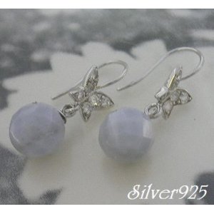 画像: シルバーピアス　カットブルーレース