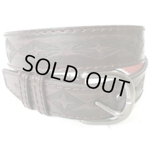 画像: 牛革ダイヤ型押し　レザーベルト　こげ茶