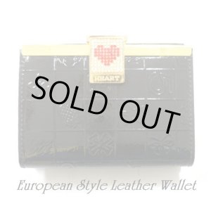 画像: HEARTハートラインストーン入り　ショート財布　ブラック