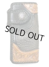 画像: 牛革×クロコダイルmixカービング　レザーウォレット