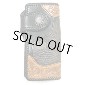 画像: 牛革×クロコダイルmixカービング　レザーウォレット