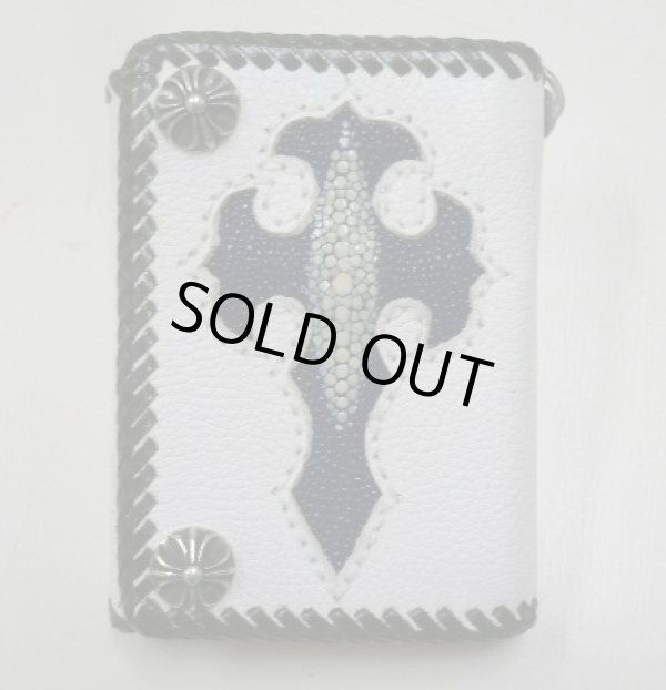 画像1: 牛革×エイ革スティングレイクロス　レザーウォレット