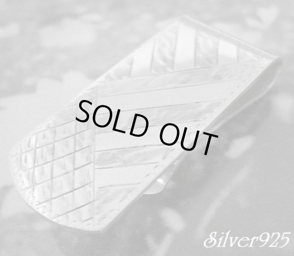 画像1: シルバー925幾何学模様マネークリップ