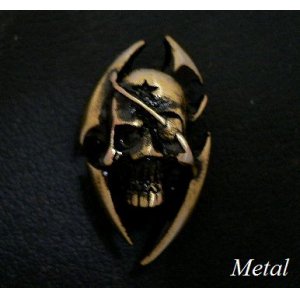 画像: カリビアンスカルメタルコンチョ真鍮色　直径　26mm×16mm 