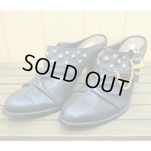 画像: 【アウトレット】スタッズチェーン付 ウエスタンミュール(黒)22.5-23.0