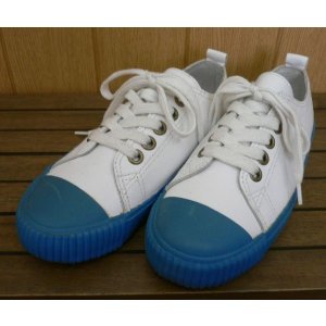 画像: 【アウトレット】本革レザースニーカー(白×青)22.5/23.5/24.5