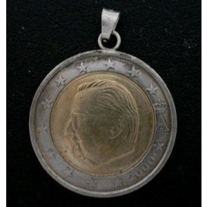 画像: ベルギー2ユーロ　コインペンダント　25mm