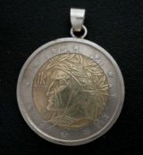 画像: イタリア２ユーロ　コインペンダント 25mm