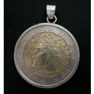 画像: イタリア２ユーロ　コインペンダント 25mm