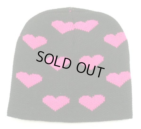 画像1: ハート柄　ニットキャップ