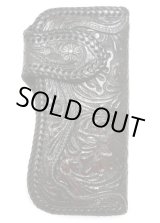 画像: 牛革花柄カービング レザーウォレット