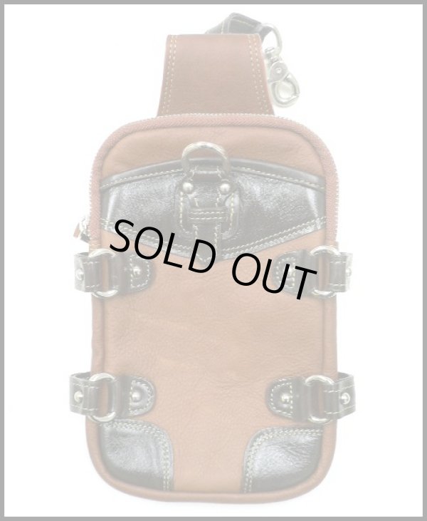 画像1: 牛革Wポケットメディスンバッグ　茶