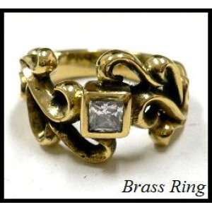 画像: Brassジルコニア付トライバルリング