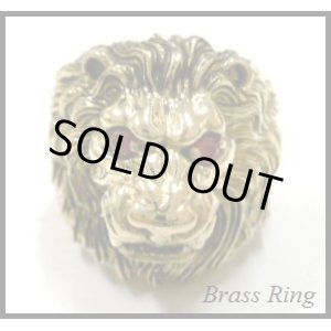 画像: Brassレッドジルコニア付ライオンヘッドリング
