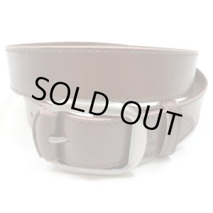 画像: 牛革無地レザーベルト　茶