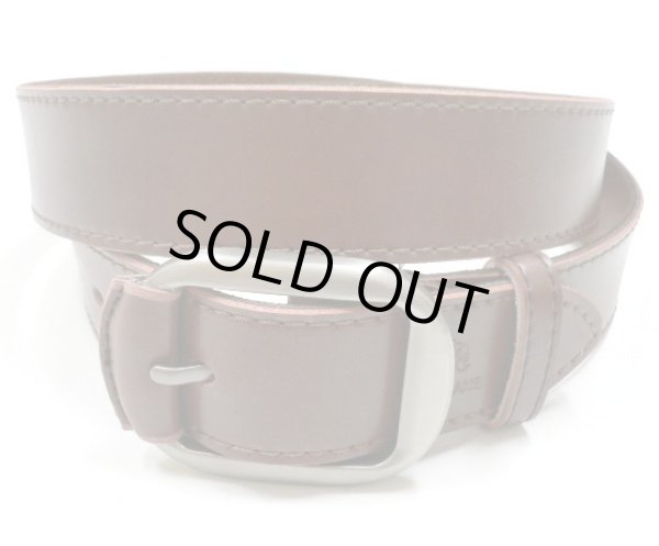 画像1: 牛革無地レザーベルト　茶