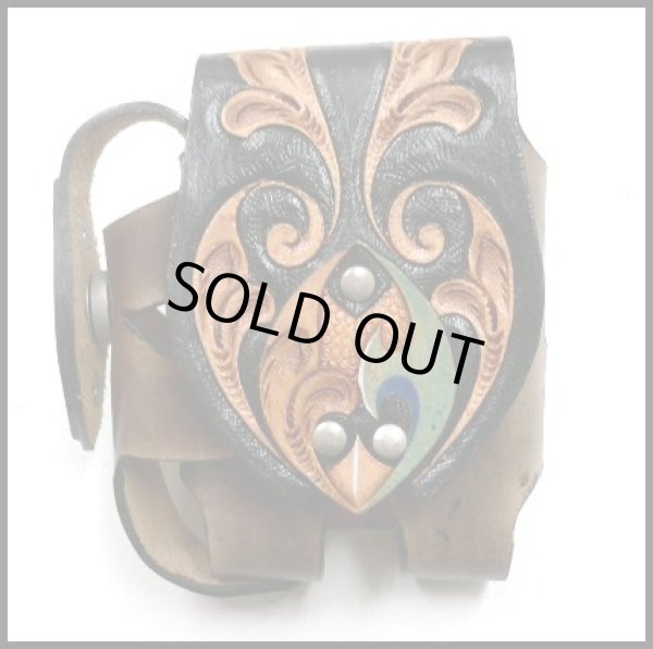 画像1: 牛革トライバルカービング　タバコライターケース